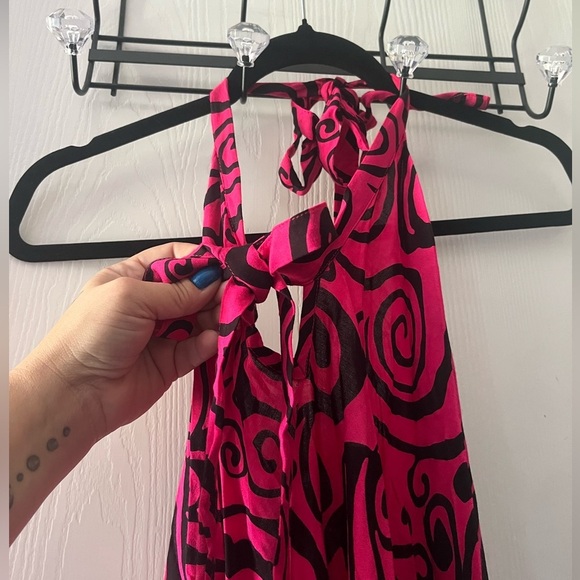 TikiTurtle Pink and Black Patterned Halter Dress - Picture 2 of 8